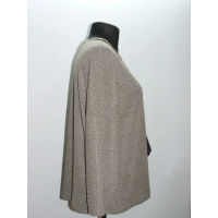 Beżowo złotawy sweter w stylu OVERSIZE z wydłużonym tyłem